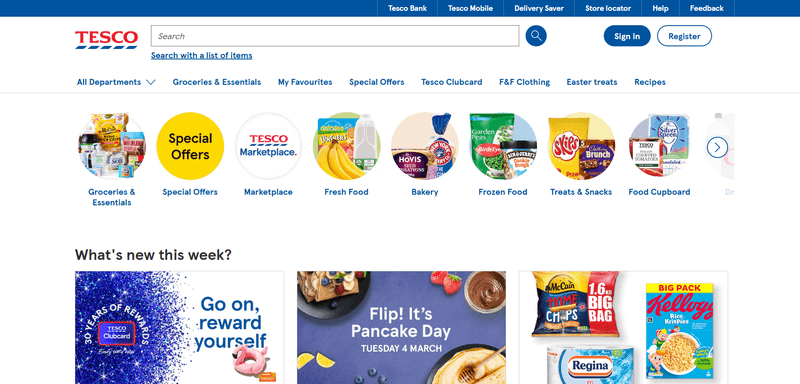 Screenshot of tesco Store